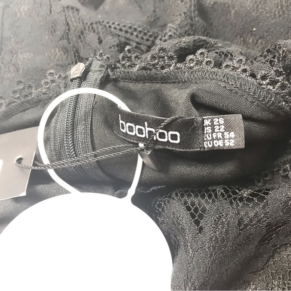 Boohoo Plus Lace Midi Dress US Size 22 Black Longsleeve Women Occasion Party New - Picture 6 of 13